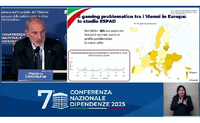 Conferenza Nazionale Dipendenze 2025, Gandolfini: “Il 45% dei sedicenni italiani ha giocato d'azzardo nel 2024, legame preoccupante fra videogiochi e gioco patologico”